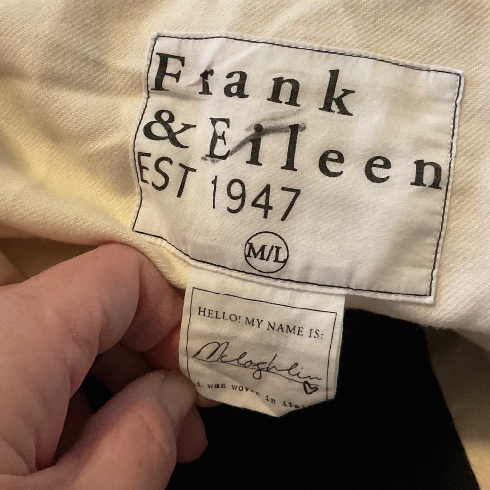 Frank‎ and Eileen Mccloglin Cotton Cream Oversized Button Up Shirt Top Women M/L - Picture 3 of 3